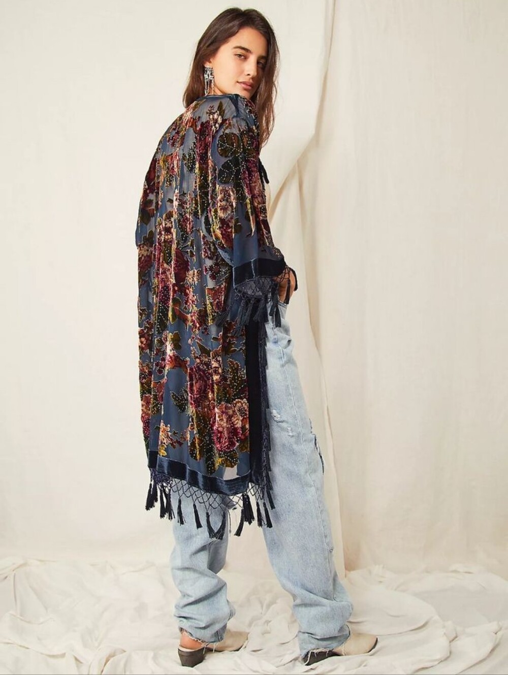 Free People Sophia Velvet Burnout Floral Kimono- A Must See!